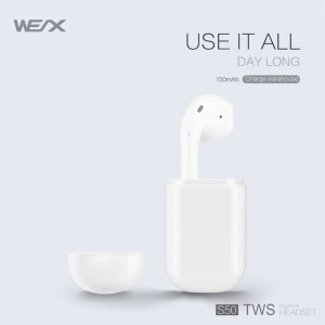 WEX S50 wireless earphones, true wireless stereo headset, bluetooth 5.0 earbuds